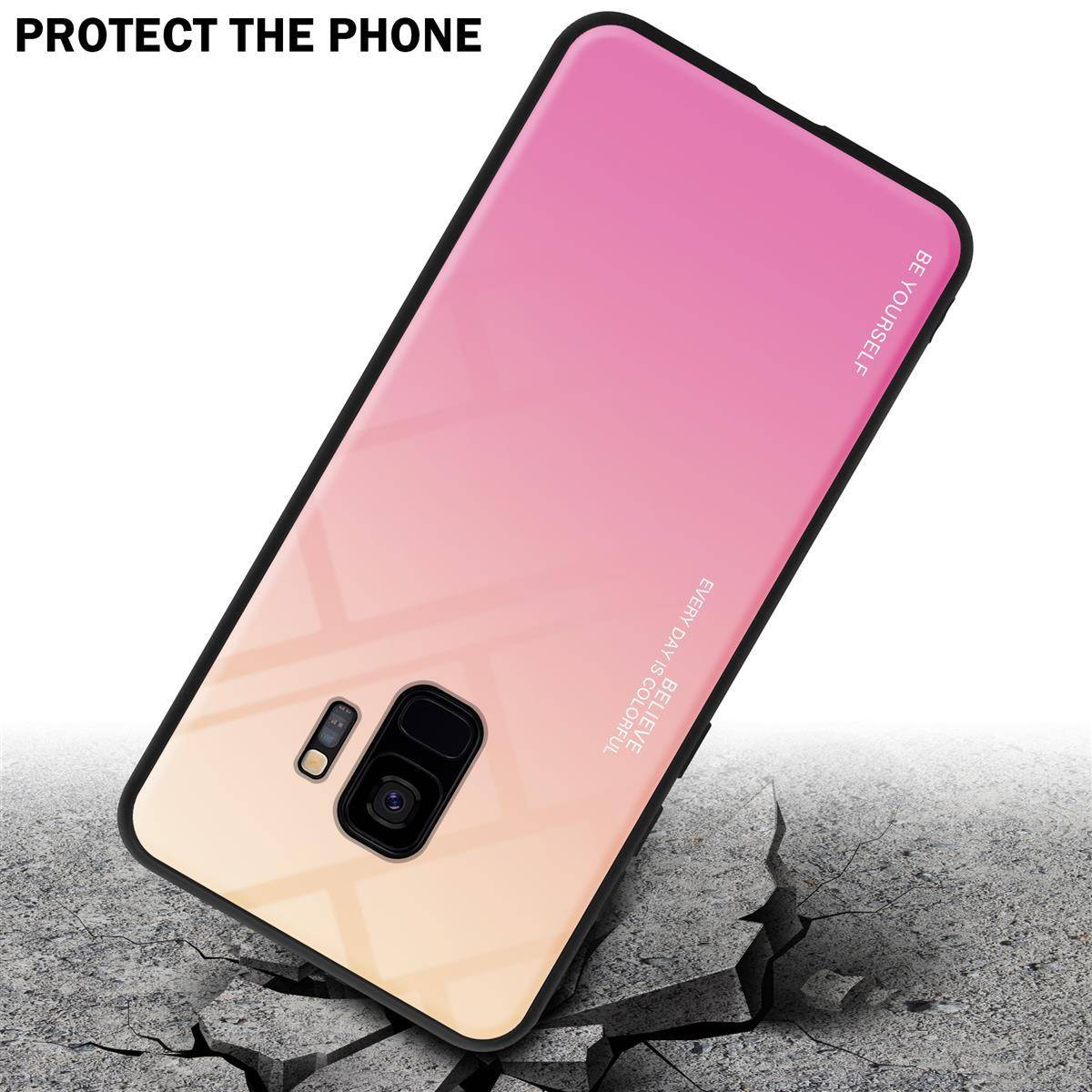 Cadorabo Hülle für Samsung Galaxy S9 Schutz Hülle in Schwarz Handyhülle TPU Etui Cover Case Tempered Glas