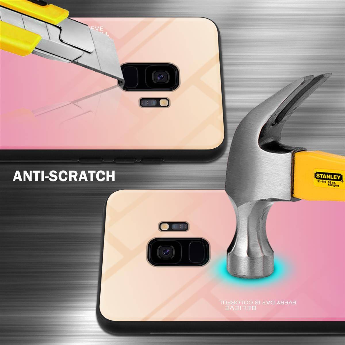 Cadorabo Hülle für Samsung Galaxy S9 Schutz Hülle in Schwarz Handyhülle TPU Etui Cover Case Tempered Glas