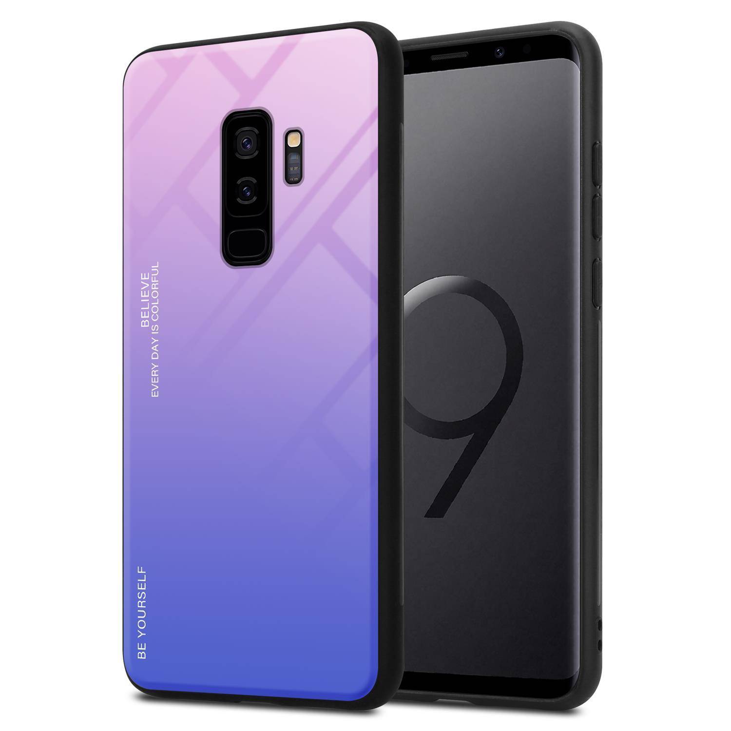 Cadorabo Hülle für Samsung Galaxy S9 PLUS Schutz Hülle in Schwarz Handyhülle TPU Etui Cover Case Tempered Glas