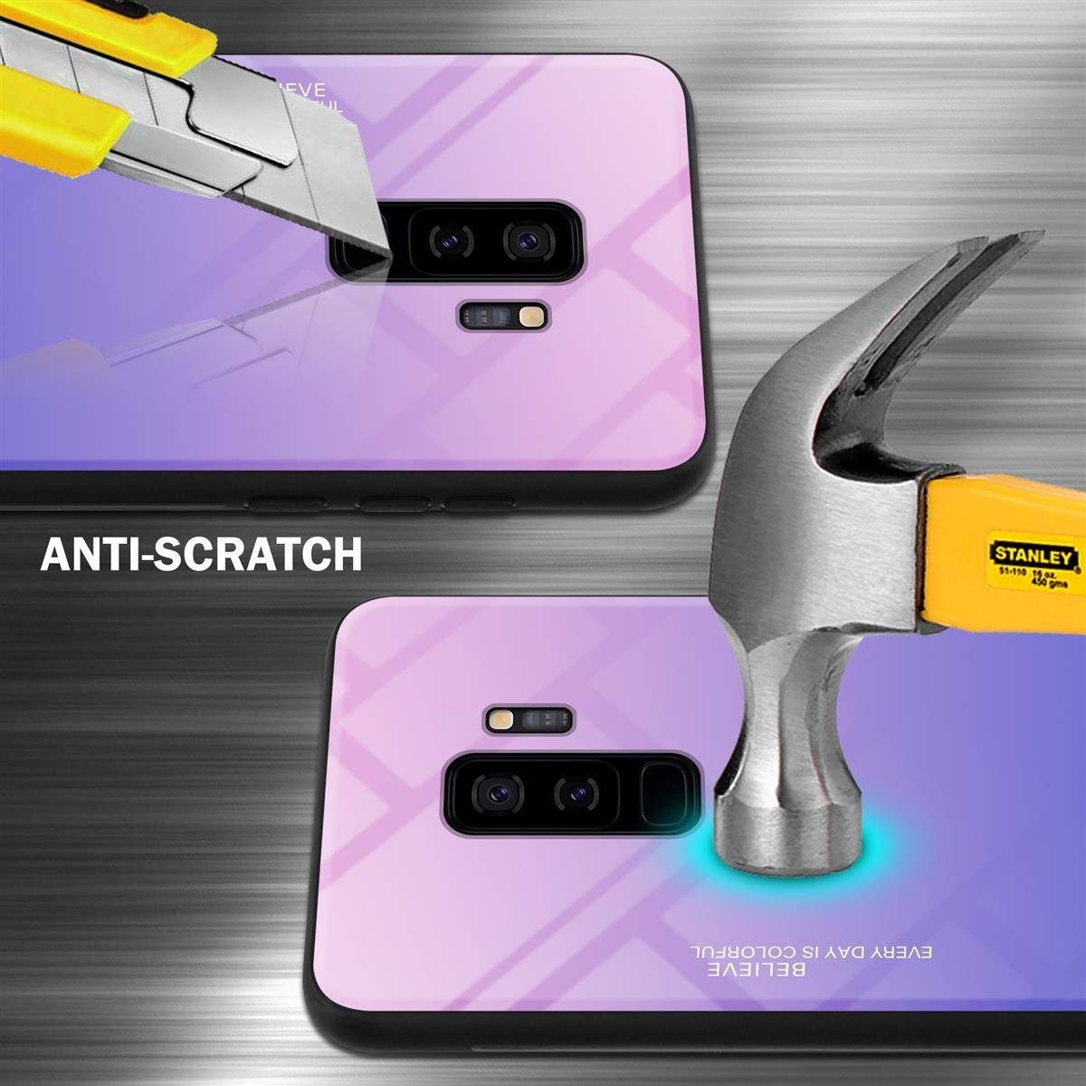 Cadorabo Hülle für Samsung Galaxy S9 PLUS Schutz Hülle in Schwarz Handyhülle TPU Etui Cover Case Tempered Glas