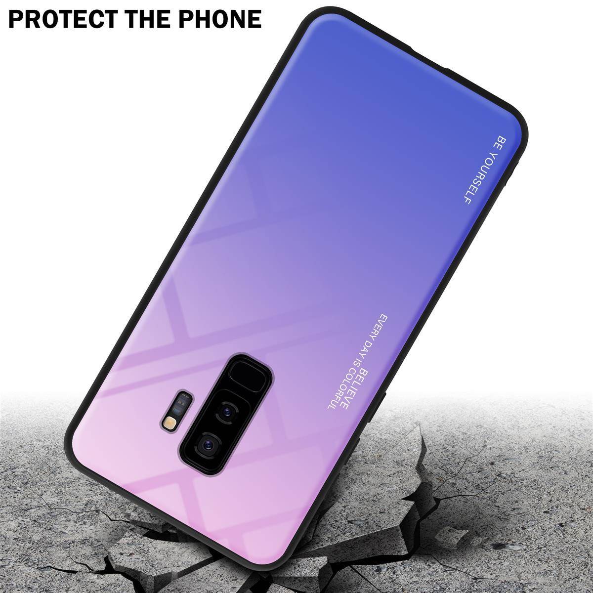 Cadorabo Hülle für Samsung Galaxy S9 PLUS Schutz Hülle in Schwarz Handyhülle TPU Etui Cover Case Tempered Glas
