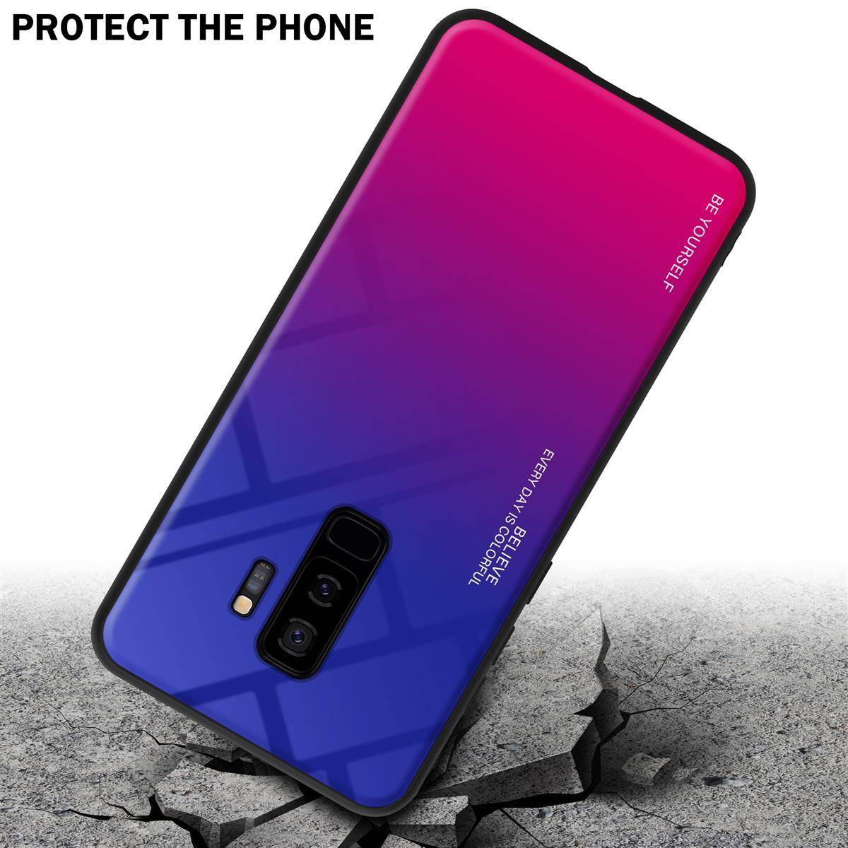 Cadorabo Hülle für Samsung Galaxy S9 PLUS Schutz Hülle in Schwarz Handyhülle TPU Etui Cover Case Tempered Glas