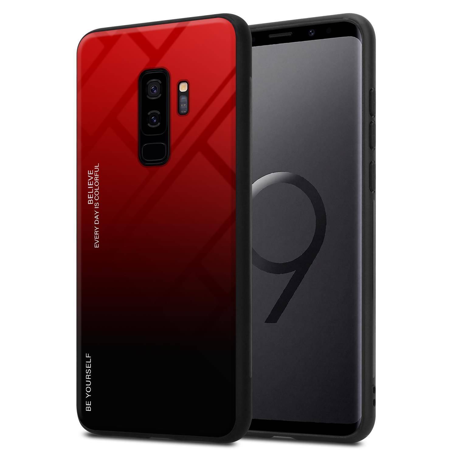 Cadorabo Hülle für Samsung Galaxy S9 PLUS Schutz Hülle in Schwarz Handyhülle TPU Etui Cover Case Tempered Glas
