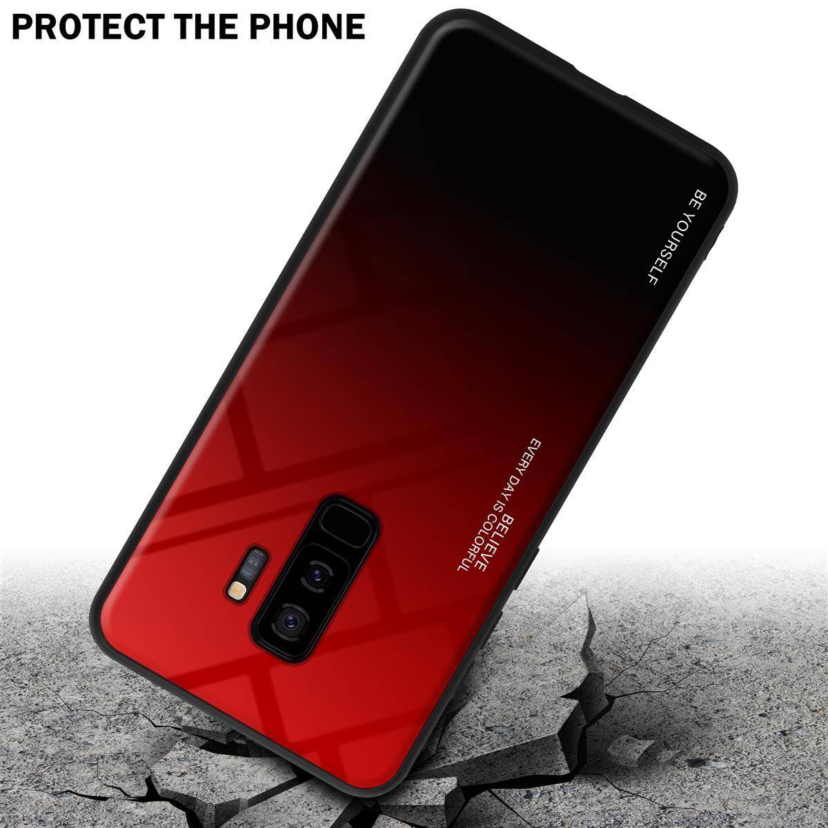 Cadorabo Hülle für Samsung Galaxy S9 PLUS Schutz Hülle in Schwarz Handyhülle TPU Etui Cover Case Tempered Glas