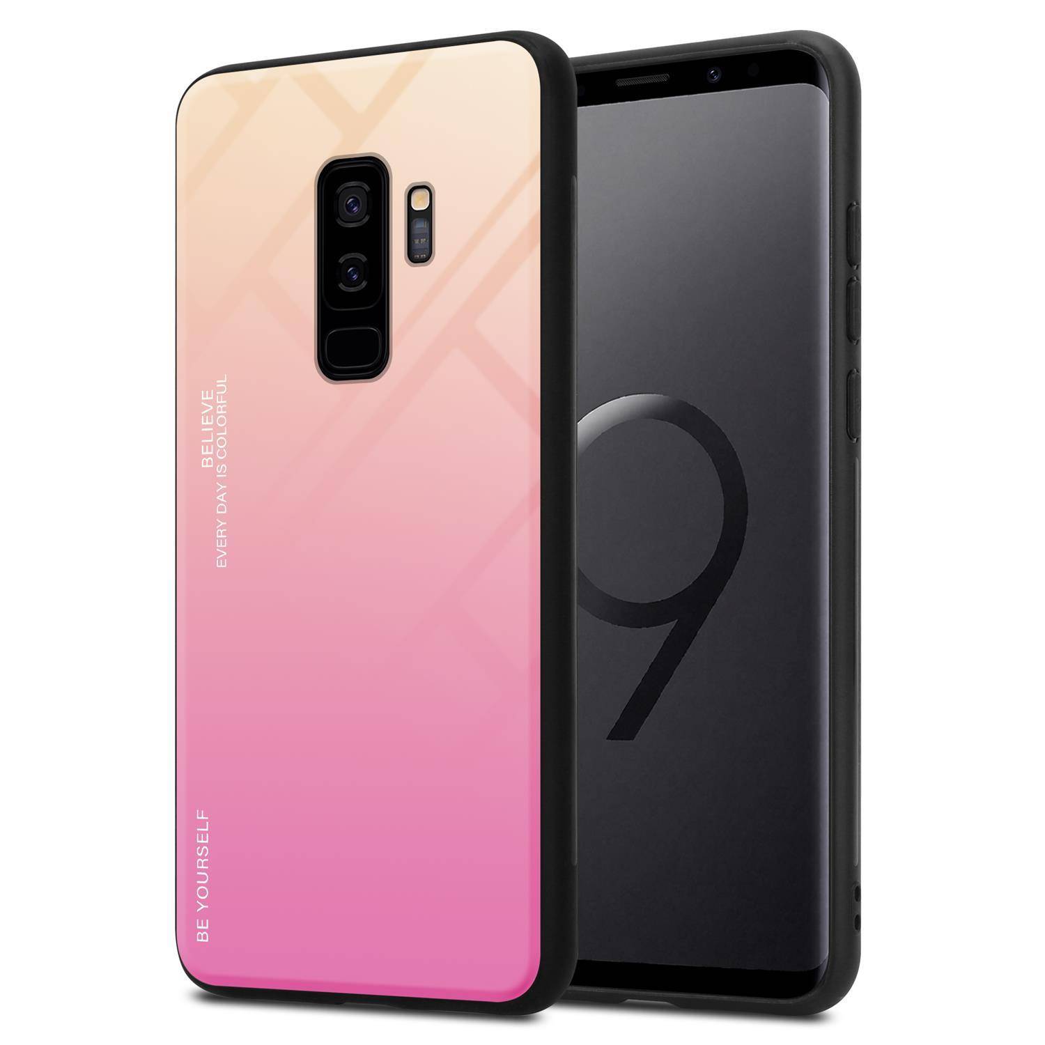 Cadorabo Hülle für Samsung Galaxy S9 PLUS Schutz Hülle in Schwarz Handyhülle TPU Etui Cover Case Tempered Glas