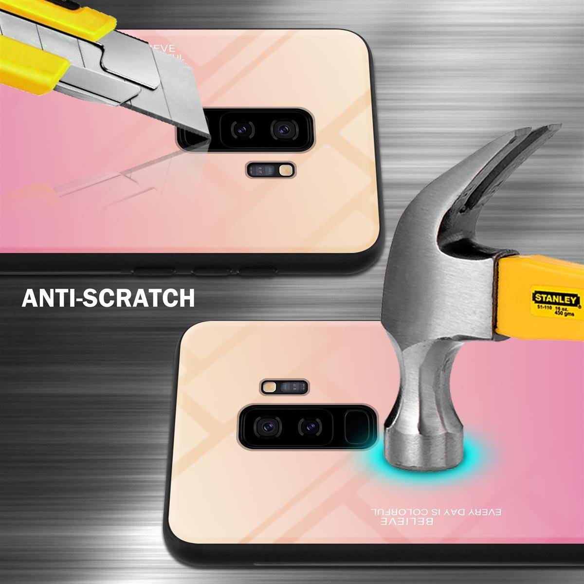Cadorabo Hülle für Samsung Galaxy S9 PLUS Schutz Hülle in Schwarz Handyhülle TPU Etui Cover Case Tempered Glas