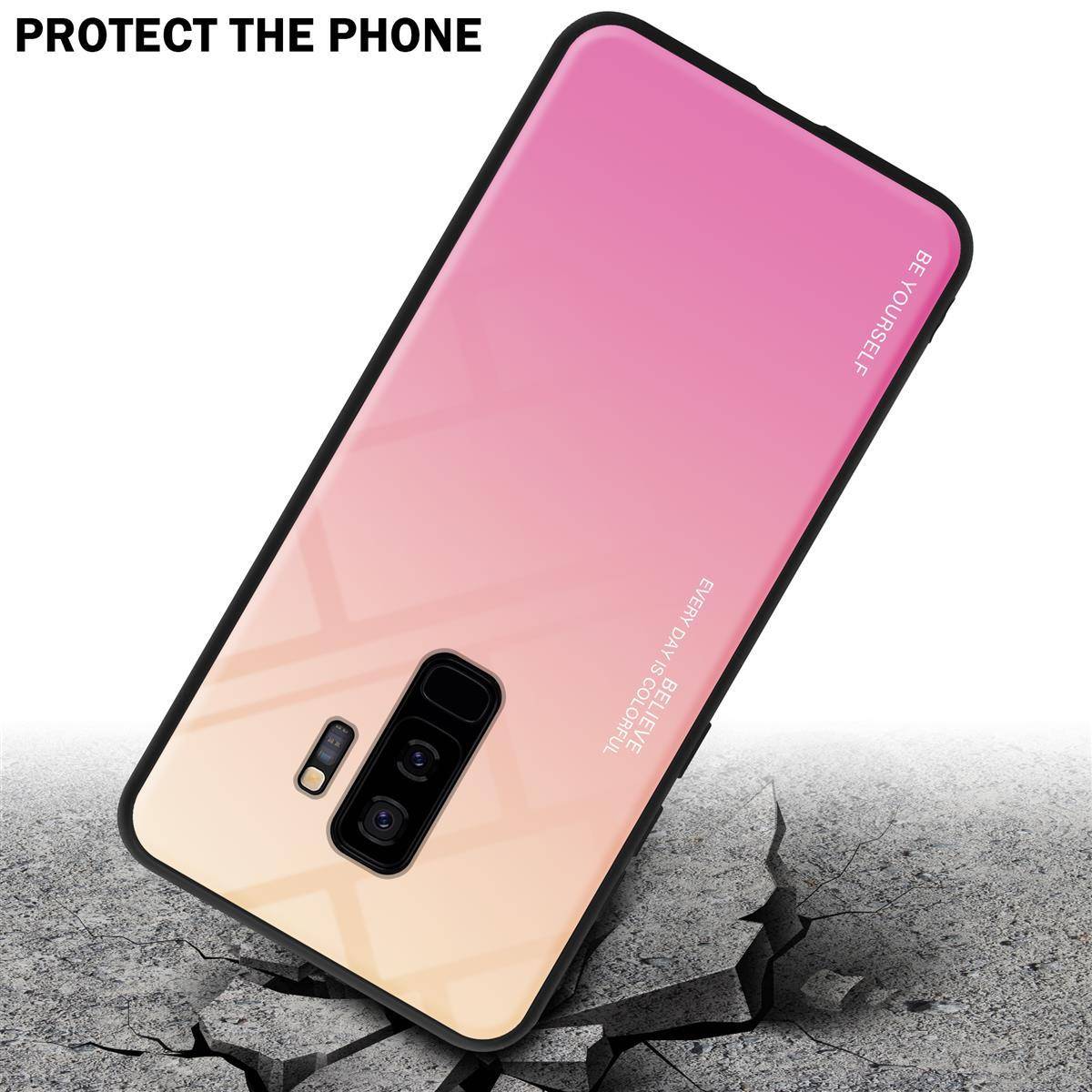 Cadorabo Hülle für Samsung Galaxy S9 PLUS Schutz Hülle in Schwarz Handyhülle TPU Etui Cover Case Tempered Glas