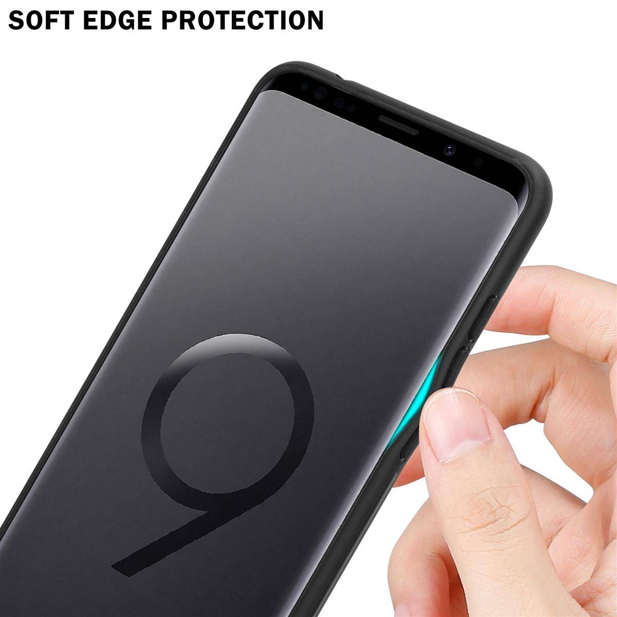 Cadorabo Hülle für Samsung Galaxy S9 PLUS Schutz Hülle in Schwarz Handyhülle TPU Etui Cover Case Tempered Glas