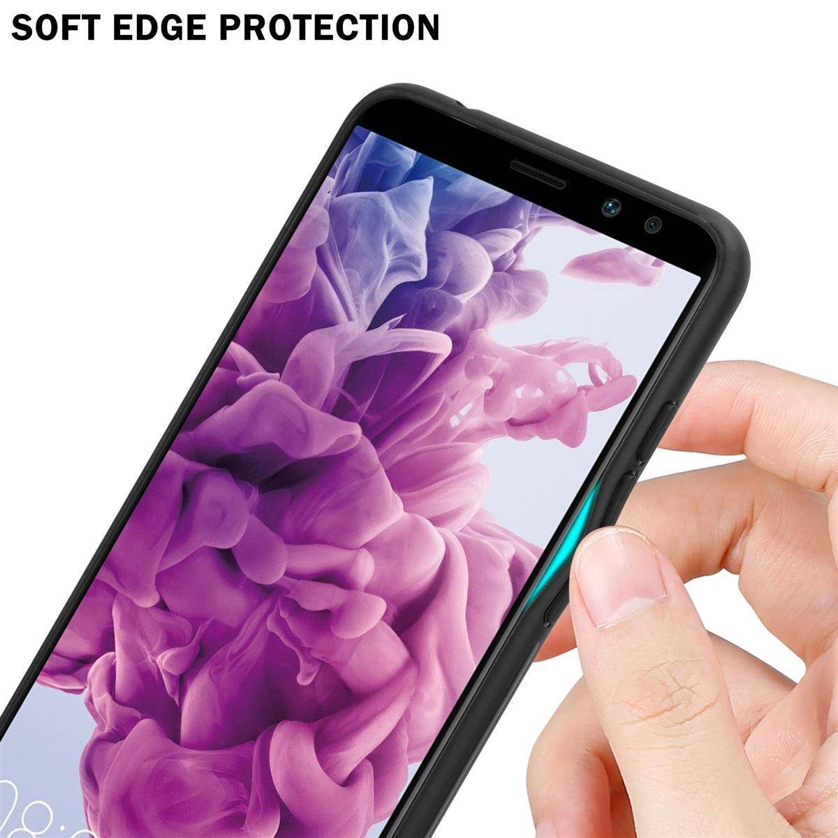 Cadorabo Hülle für Huawei MATE 10 LITE Schutz Hülle in Schwarz Handyhülle TPU Etui Cover Case Tempered Glas