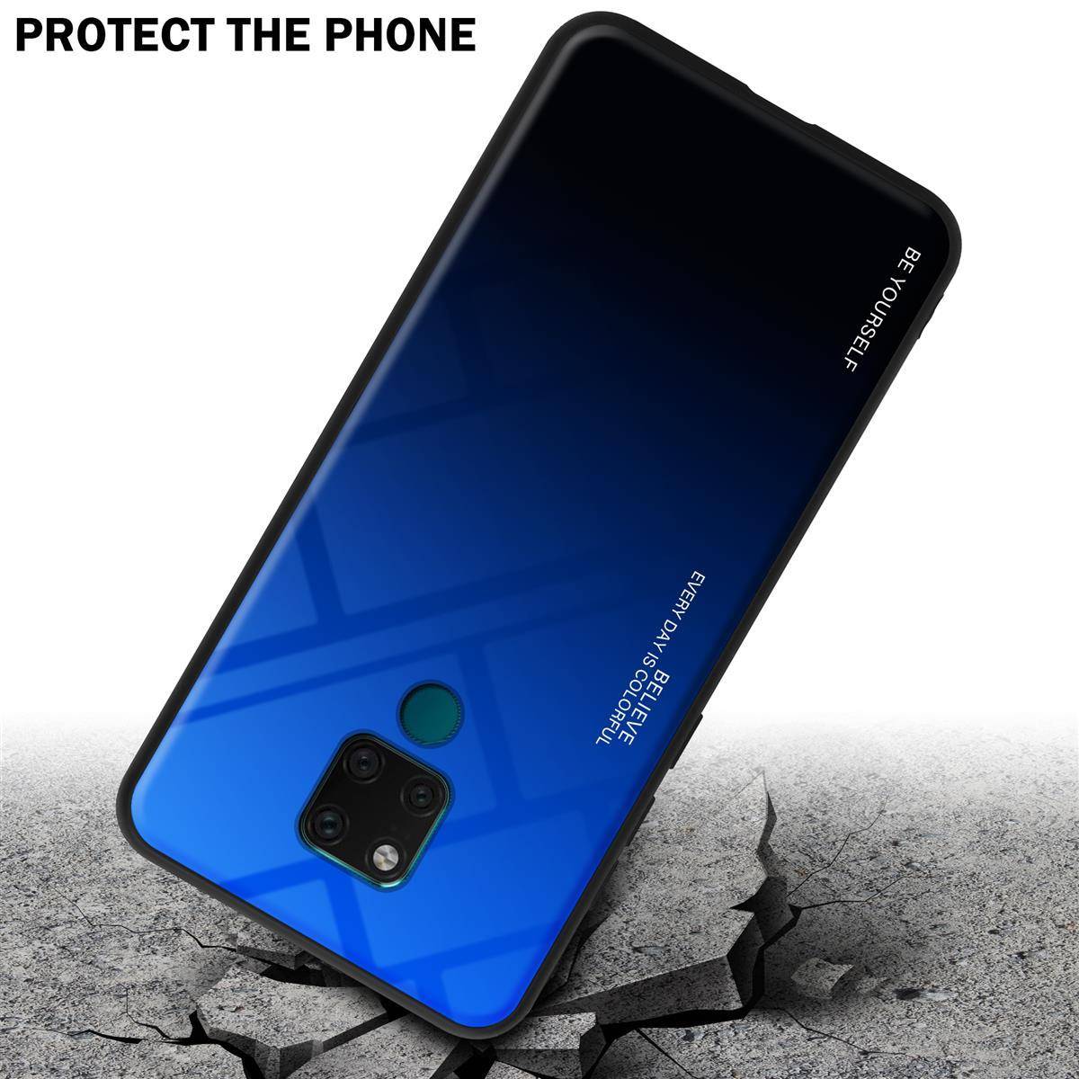Cadorabo Hülle für Huawei MATE 20 Schutz Hülle in Schwarz Handyhülle TPU Etui Cover Case Tempered Glas