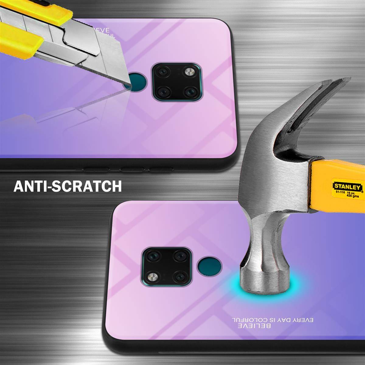 Cadorabo Hülle für Huawei MATE 20 Schutz Hülle in Schwarz Handyhülle TPU Etui Cover Case Tempered Glas