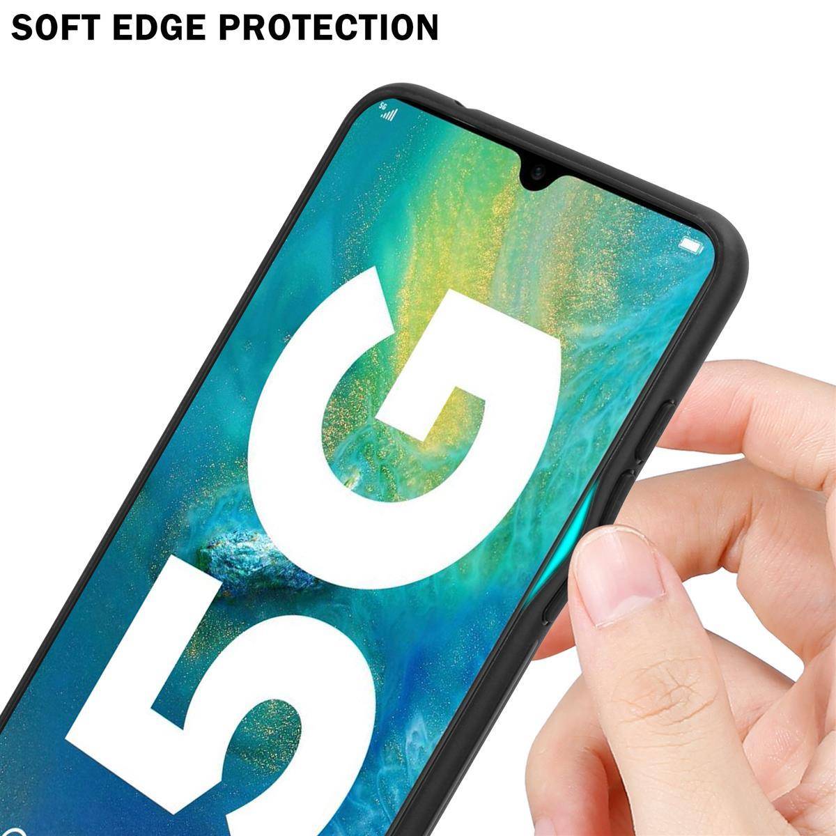 Cadorabo Hülle für Huawei MATE 20 Schutz Hülle in Schwarz Handyhülle TPU Etui Cover Case Tempered Glas