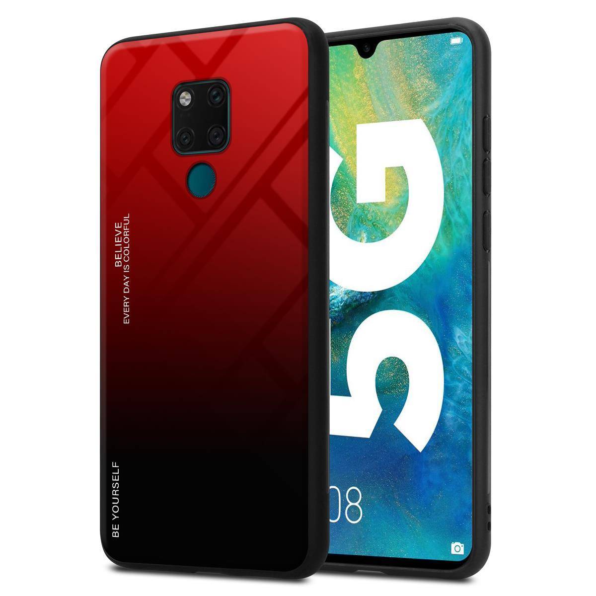 Cadorabo Hülle für Huawei MATE 20 Schutz Hülle in Schwarz Handyhülle TPU Etui Cover Case Tempered Glas