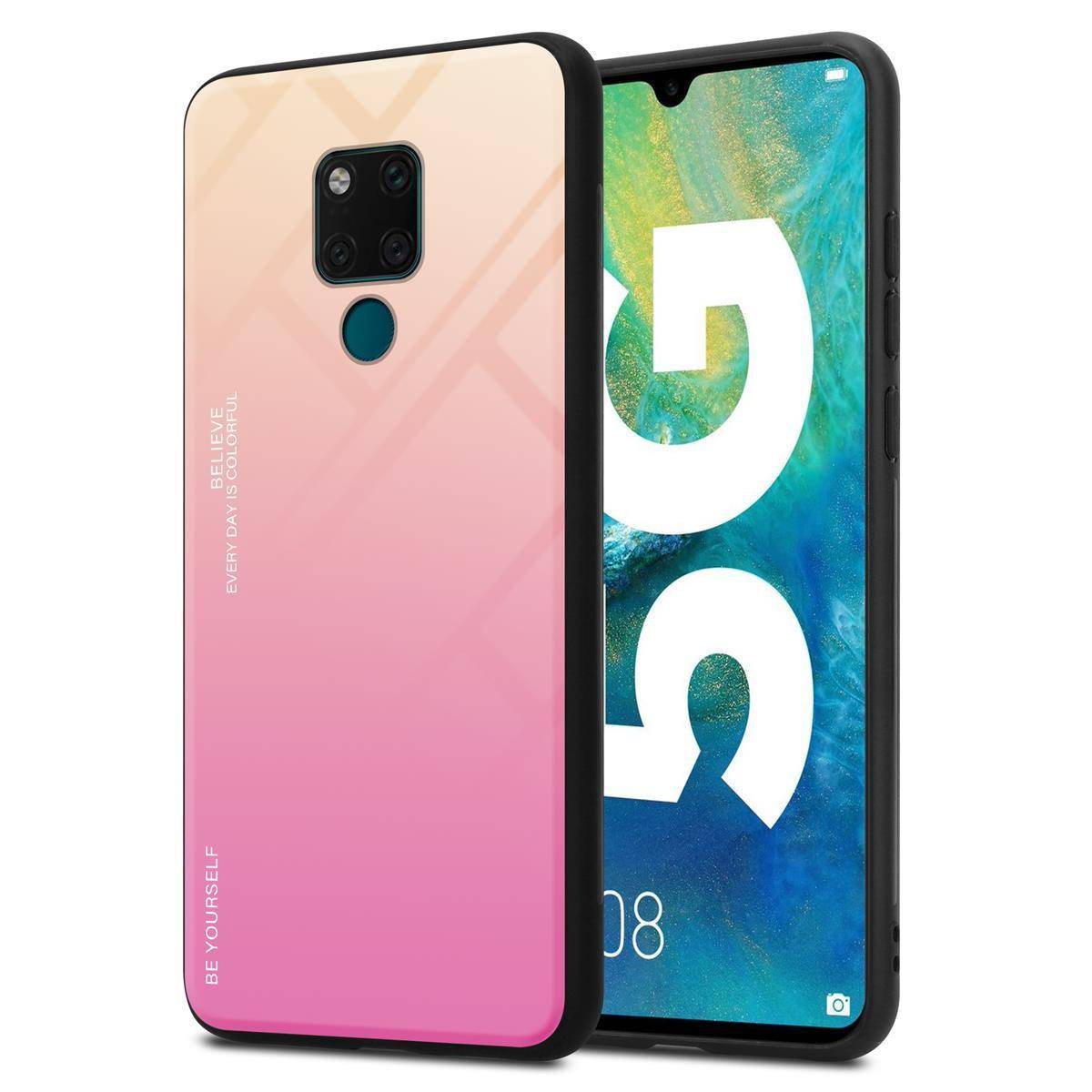 Cadorabo Hülle für Huawei MATE 20 Schutz Hülle in Schwarz Handyhülle TPU Etui Cover Case Tempered Glas