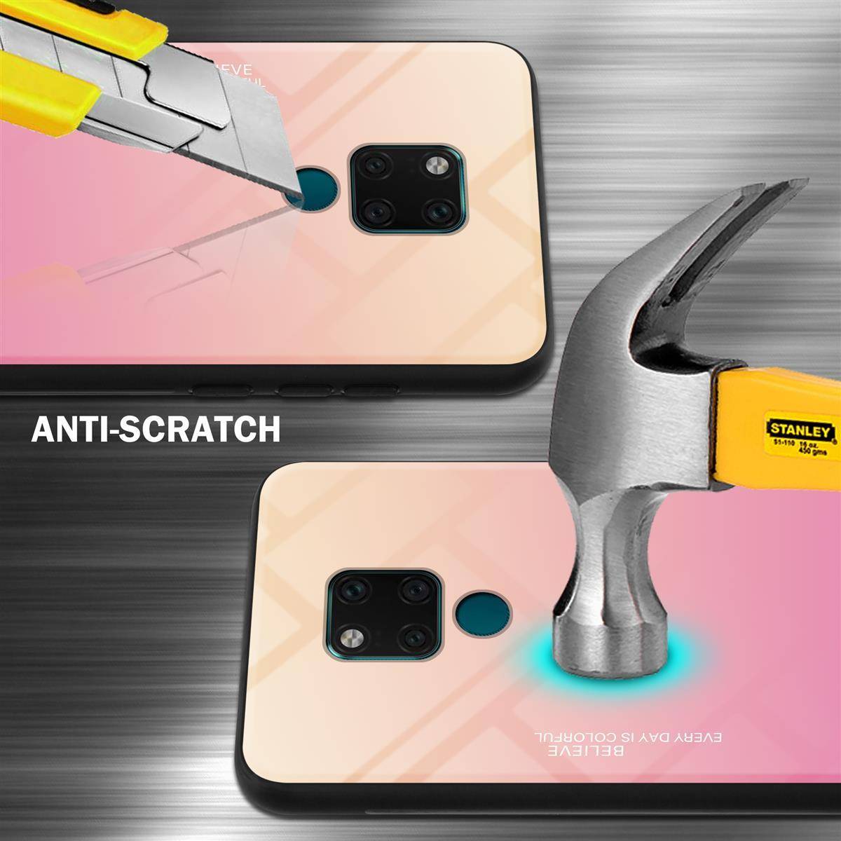 Cadorabo Hülle für Huawei MATE 20 Schutz Hülle in Schwarz Handyhülle TPU Etui Cover Case Tempered Glas
