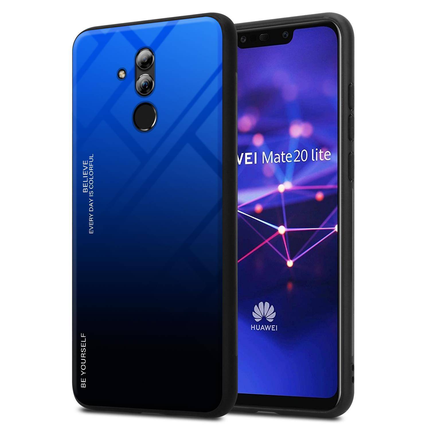 Cadorabo Hülle für Huawei MATE 20 LITE Schutz Hülle in Schwarz Handyhülle TPU Etui Cover Case Tempered Glas