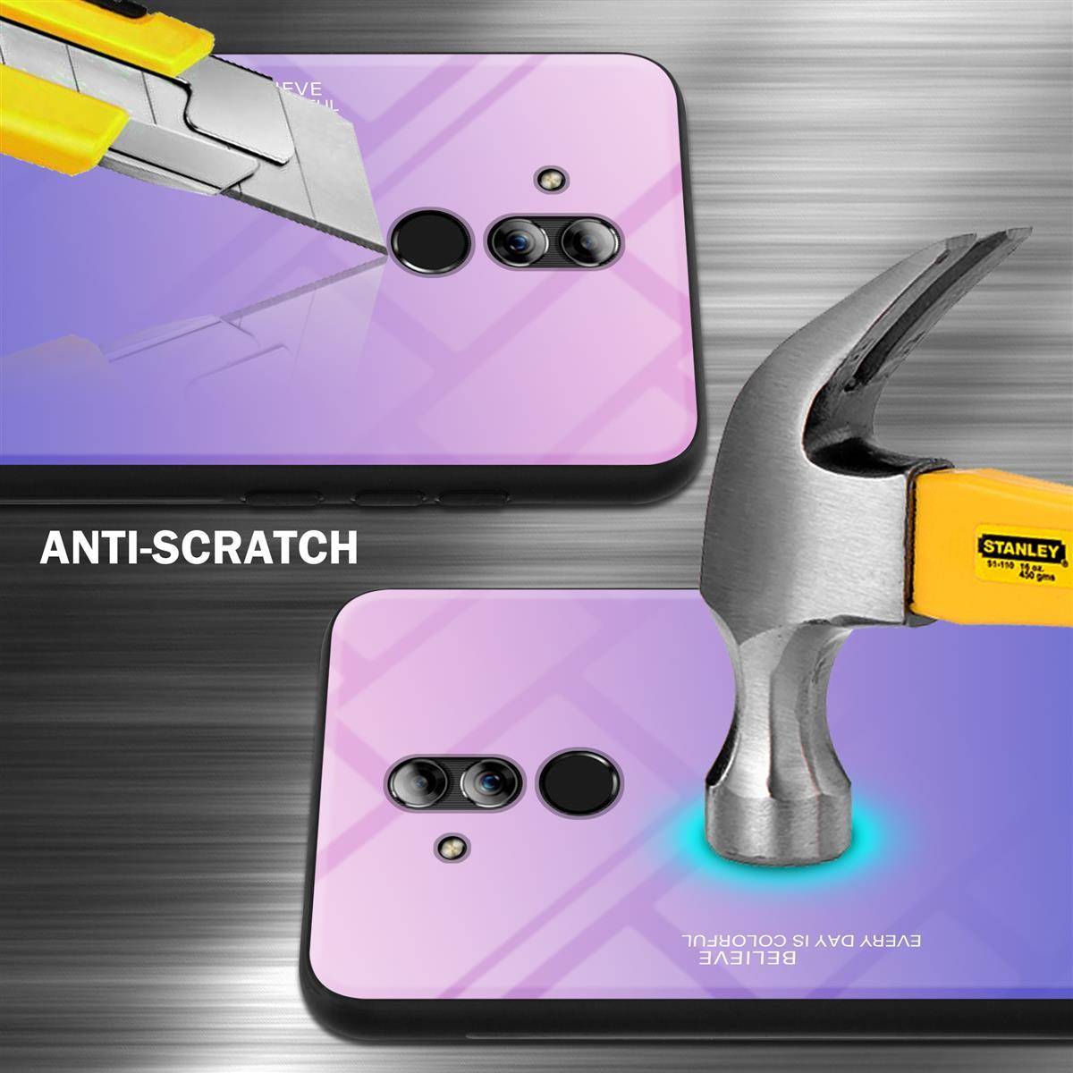 Cadorabo Hülle für Huawei MATE 20 LITE Schutz Hülle in Schwarz Handyhülle TPU Etui Cover Case Tempered Glas