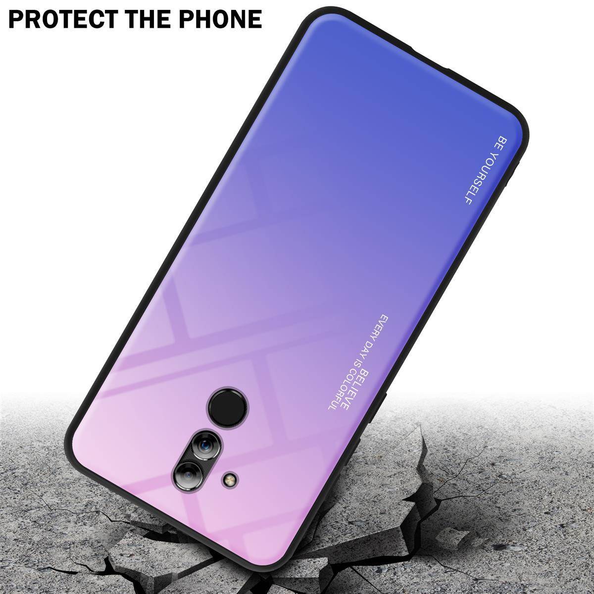 Cadorabo Hülle für Huawei MATE 20 LITE Schutz Hülle in Schwarz Handyhülle TPU Etui Cover Case Tempered Glas