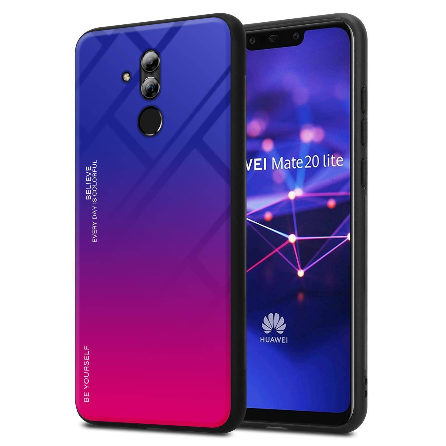 Cadorabo Hülle für Huawei MATE 20 LITE Schutz Hülle in Schwarz Handyhülle TPU Etui Cover Case Tempered Glas