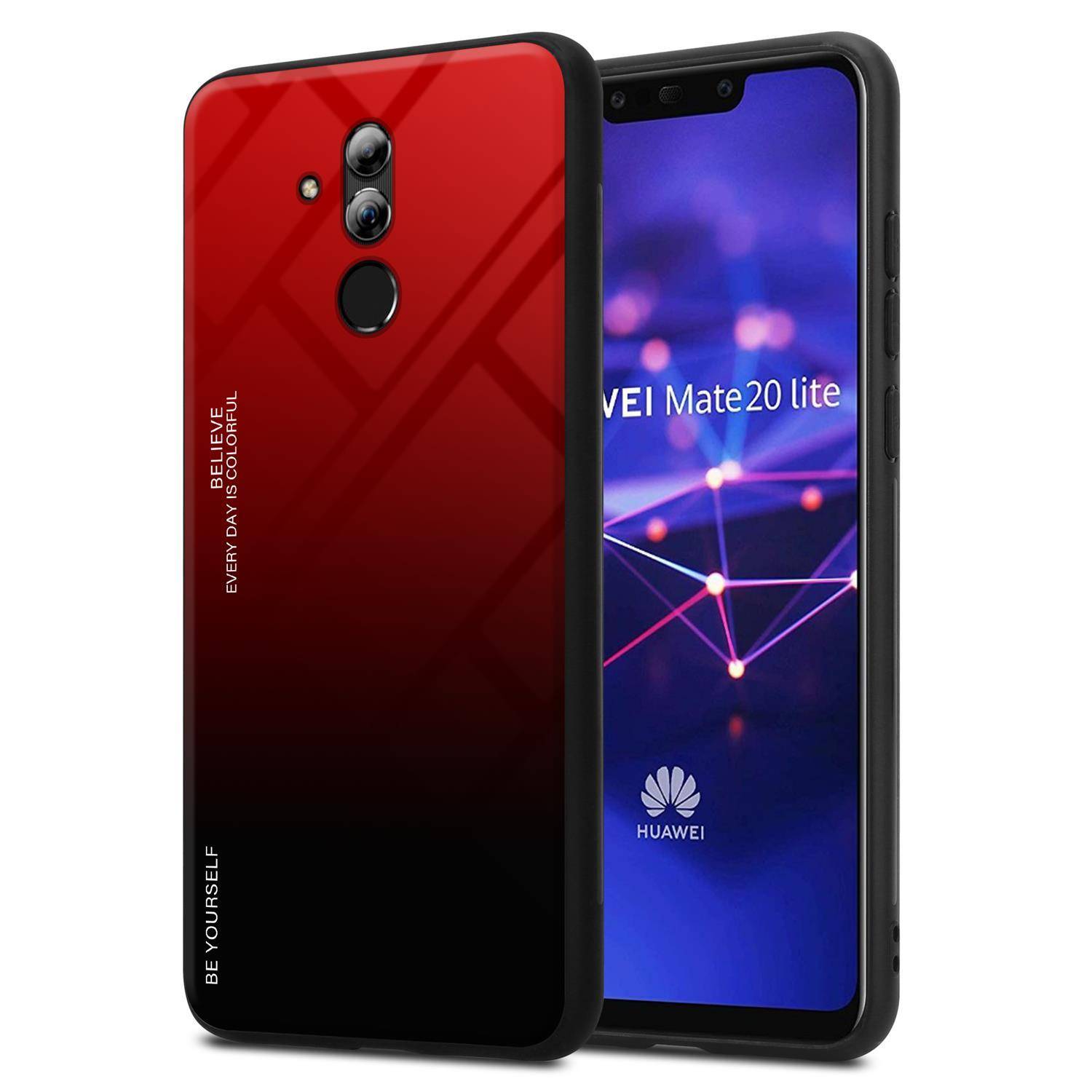 Cadorabo Hülle für Huawei MATE 20 LITE Schutz Hülle in Schwarz Handyhülle TPU Etui Cover Case Tempered Glas