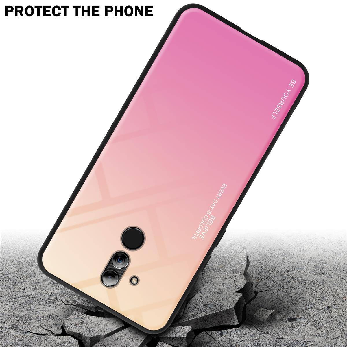 Cadorabo Hülle für Huawei MATE 20 LITE Schutz Hülle in Schwarz Handyhülle TPU Etui Cover Case Tempered Glas