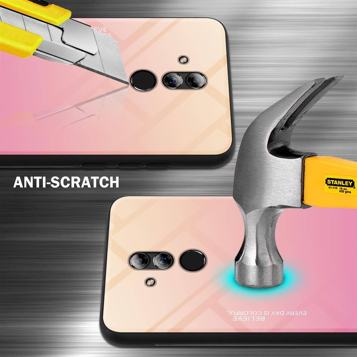 Cadorabo Hülle für Huawei MATE 20 LITE Schutz Hülle in Schwarz Handyhülle TPU Etui Cover Case Tempered Glas