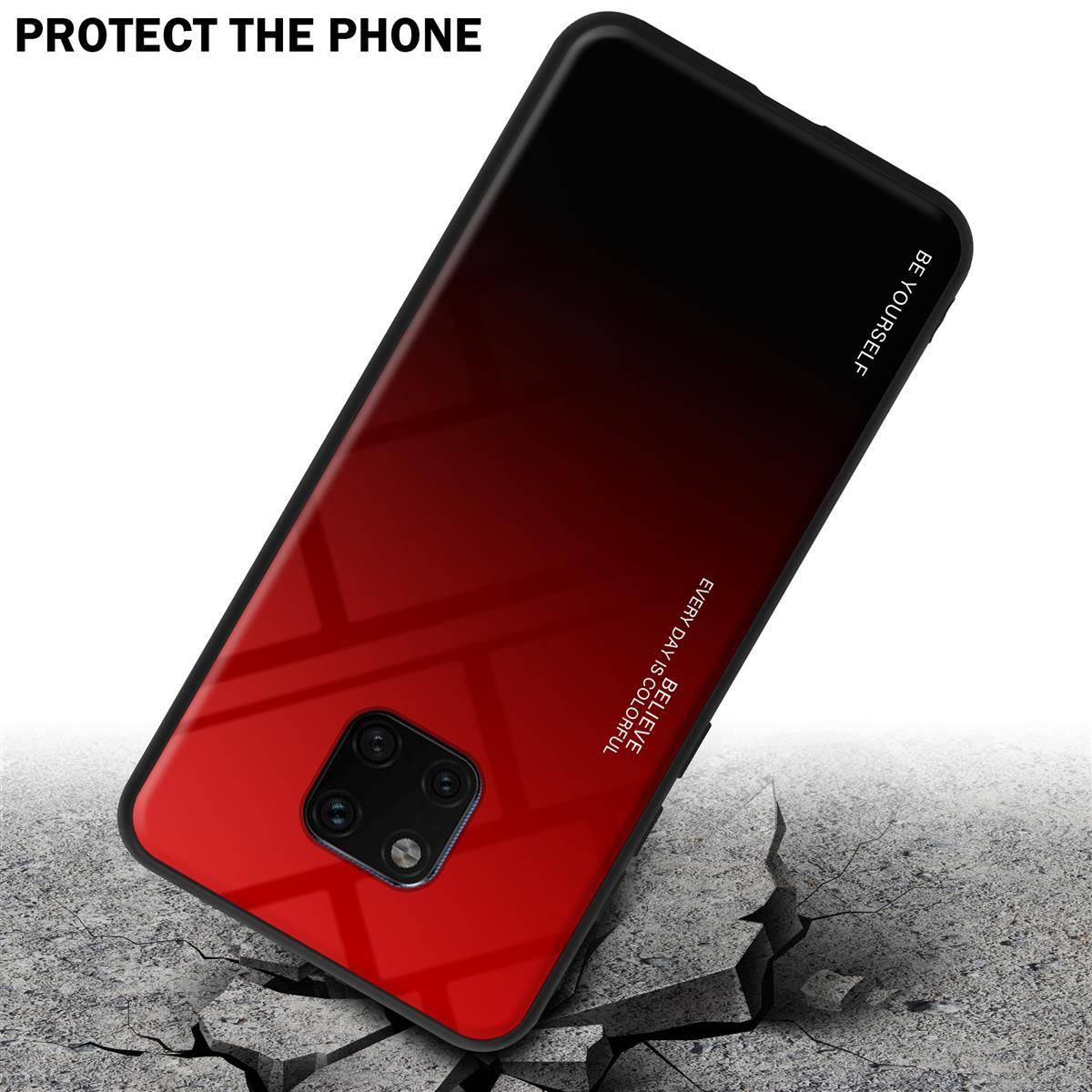 Cadorabo Hülle für Huawei MATE 20 PRO Schutz Hülle in Schwarz Handyhülle TPU Etui Cover Case Tempered Glas