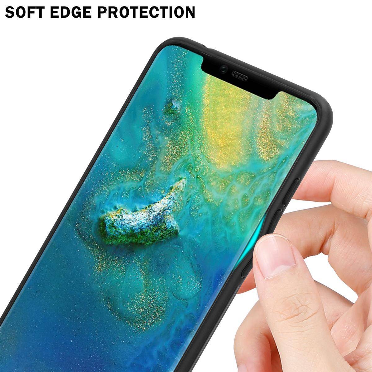 Cadorabo Hülle für Huawei MATE 20 PRO Schutz Hülle in Schwarz Handyhülle TPU Etui Cover Case Tempered Glas