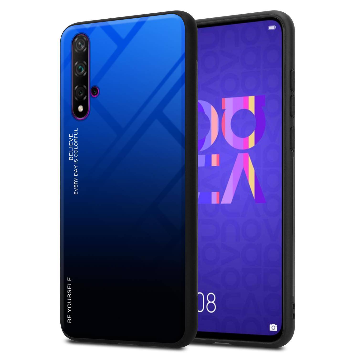 Cadorabo Hülle für Honor 20 / 20S / Huawei NOVA 5T Schutz Hülle in Schwarz Handyhülle TPU Etui Cover Case Tempered Glas