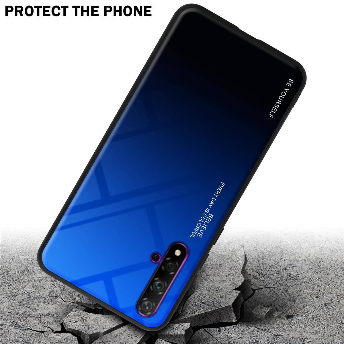 Cadorabo Hülle für Honor 20 / 20S / Huawei NOVA 5T Schutz Hülle in Schwarz Handyhülle TPU Etui Cover Case Tempered Glas