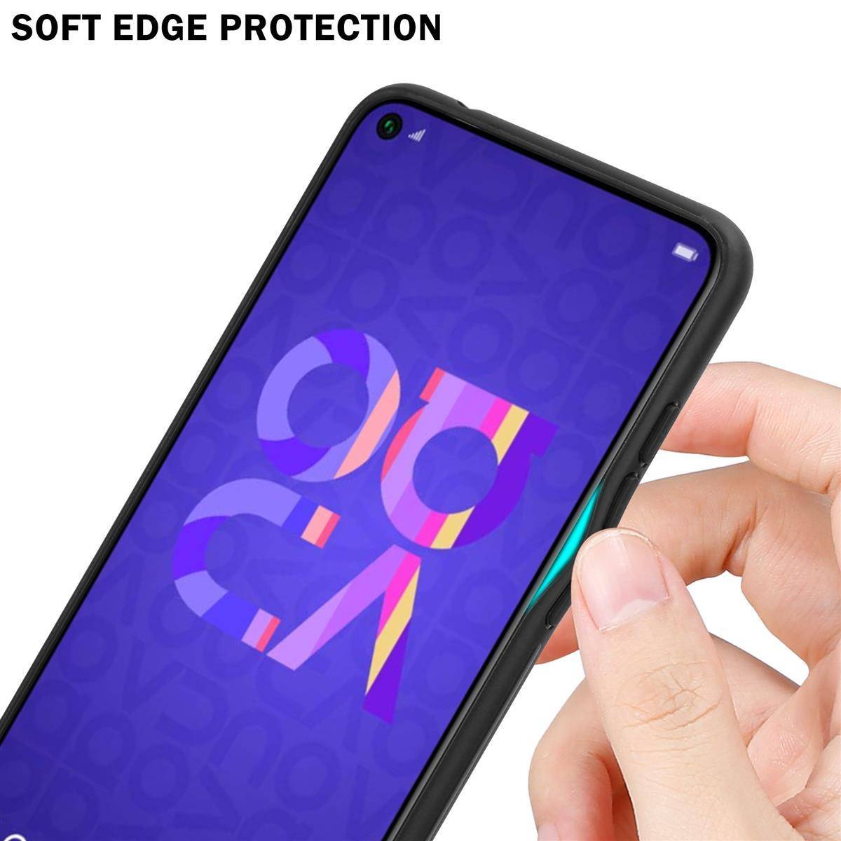 Cadorabo Hülle für Honor 20 / 20S / Huawei NOVA 5T Schutz Hülle in Schwarz Handyhülle TPU Etui Cover Case Tempered Glas