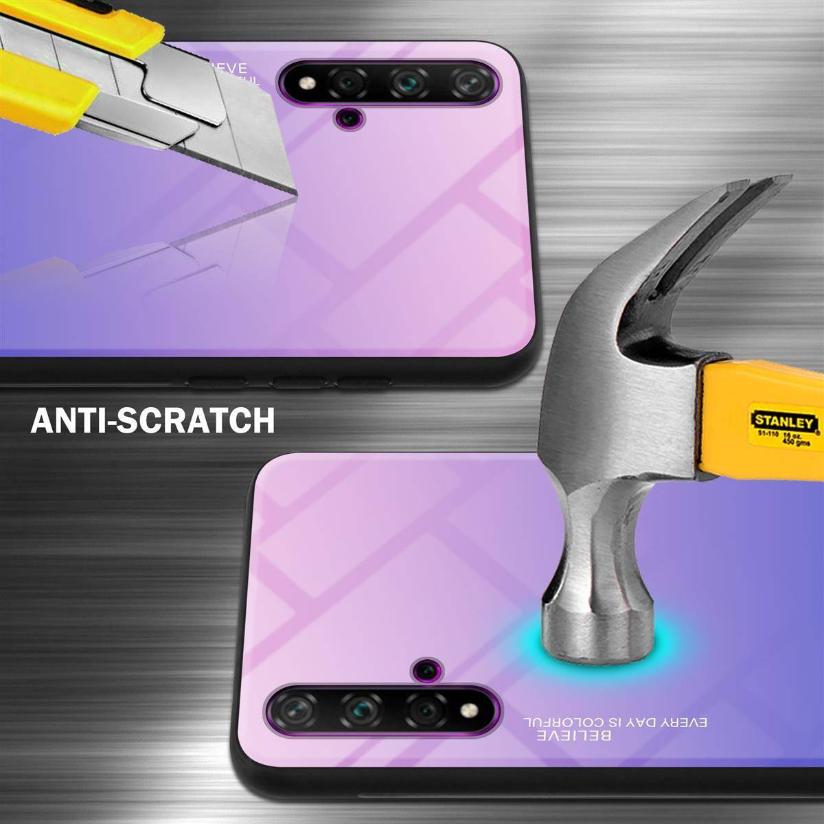 Cadorabo Hülle für Honor 20 / 20S / Huawei NOVA 5T Schutz Hülle in Schwarz Handyhülle TPU Etui Cover Case Tempered Glas