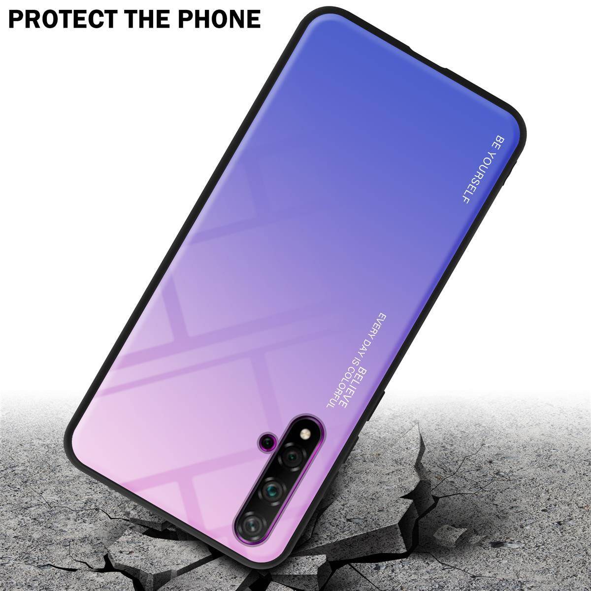 Cadorabo Hülle für Honor 20 / 20S / Huawei NOVA 5T Schutz Hülle in Schwarz Handyhülle TPU Etui Cover Case Tempered Glas