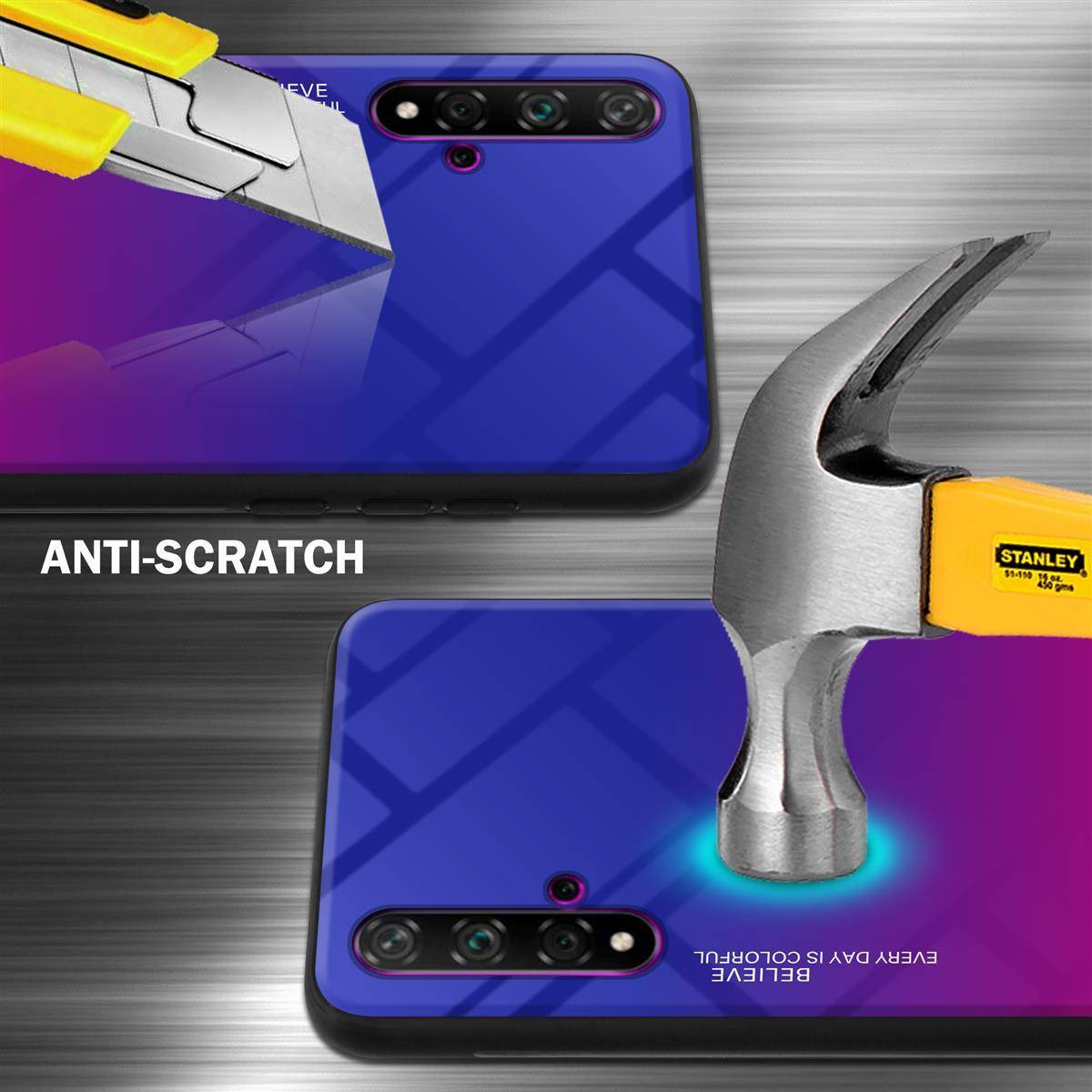 Cadorabo Hülle für Honor 20 / 20S / Huawei NOVA 5T Schutz Hülle in Schwarz Handyhülle TPU Etui Cover Case Tempered Glas