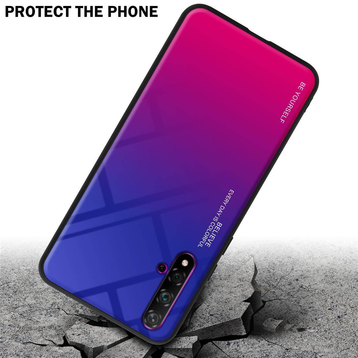 Cadorabo Hülle für Honor 20 / 20S / Huawei NOVA 5T Schutz Hülle in Schwarz Handyhülle TPU Etui Cover Case Tempered Glas