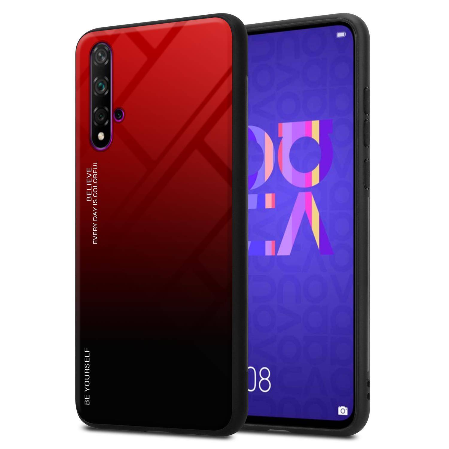 Cadorabo Hülle für Honor 20 / 20S / Huawei NOVA 5T Schutz Hülle in Schwarz Handyhülle TPU Etui Cover Case Tempered Glas