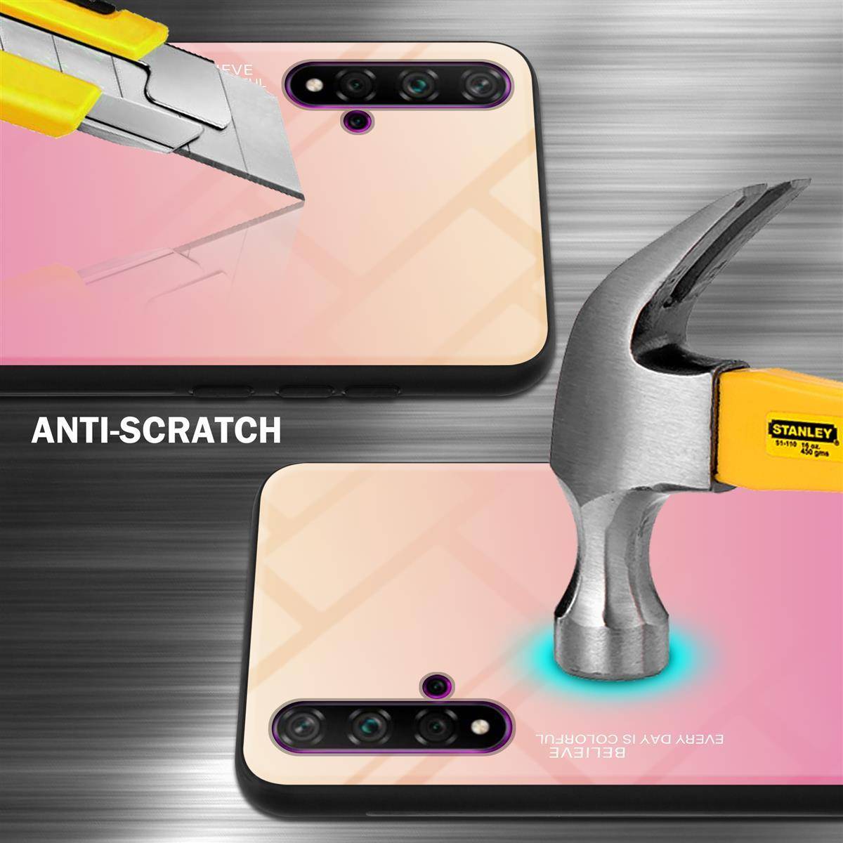 Cadorabo Hülle für Honor 20 / 20S / Huawei NOVA 5T Schutz Hülle in Schwarz Handyhülle TPU Etui Cover Case Tempered Glas
