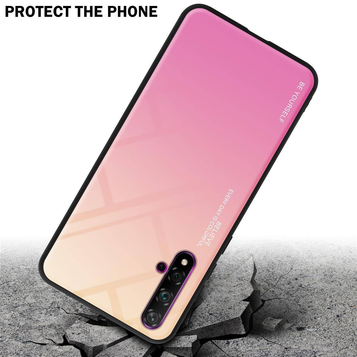 Cadorabo Hülle für Honor 20 / 20S / Huawei NOVA 5T Schutz Hülle in Schwarz Handyhülle TPU Etui Cover Case Tempered Glas
