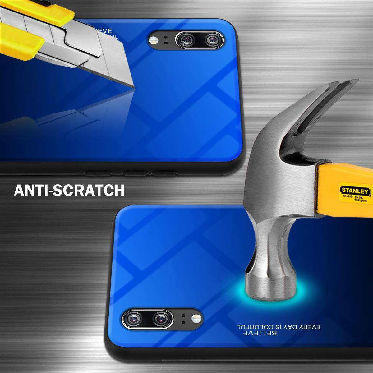 Cadorabo Hülle für Huawei P20 Schutz Hülle in Schwarz Handyhülle TPU Etui Cover Case Tempered Glas