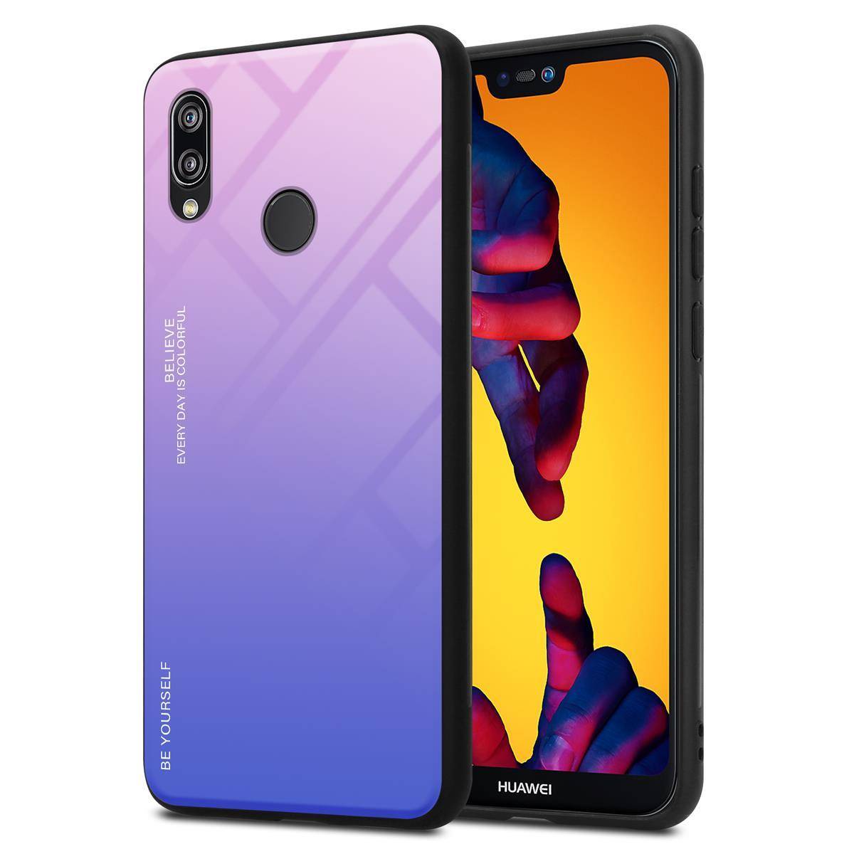 Cadorabo Hülle für Huawei P20 LITE 2018 / NOVA 3E Schutz Hülle in Schwarz Handyhülle TPU Etui Cover Case Tempered Glas