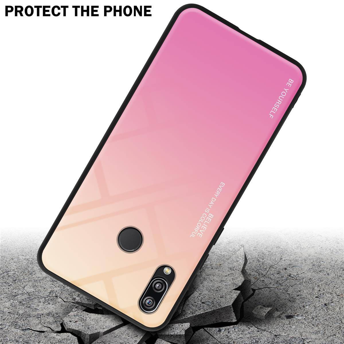 Cadorabo Hülle für Huawei P20 LITE 2018 / NOVA 3E Schutz Hülle in Schwarz Handyhülle TPU Etui Cover Case Tempered Glas