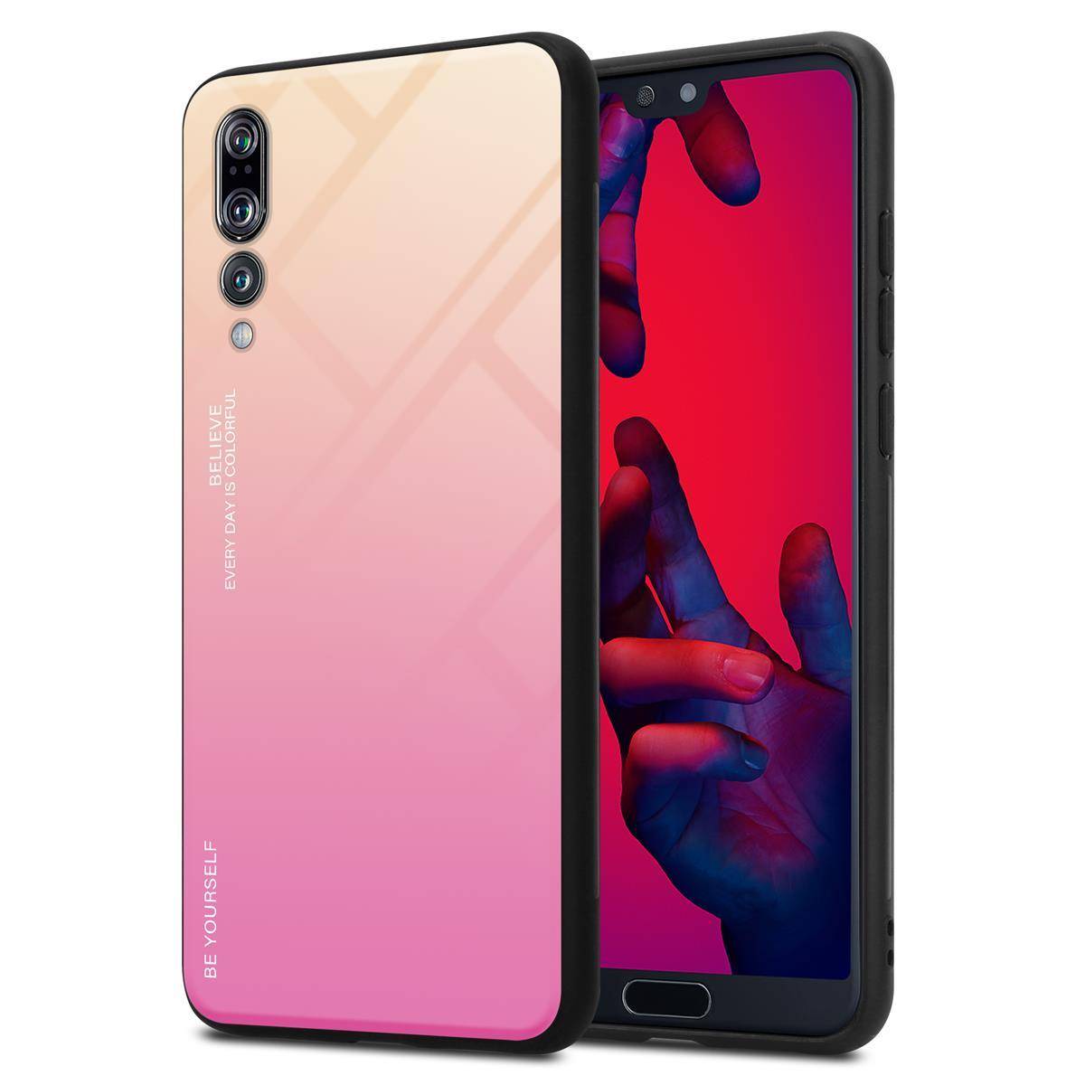 Cadorabo Hülle für Huawei P20 PRO / P20 PLUS Schutz Hülle in Schwarz Handyhülle TPU Etui Cover Case Tempered Glas