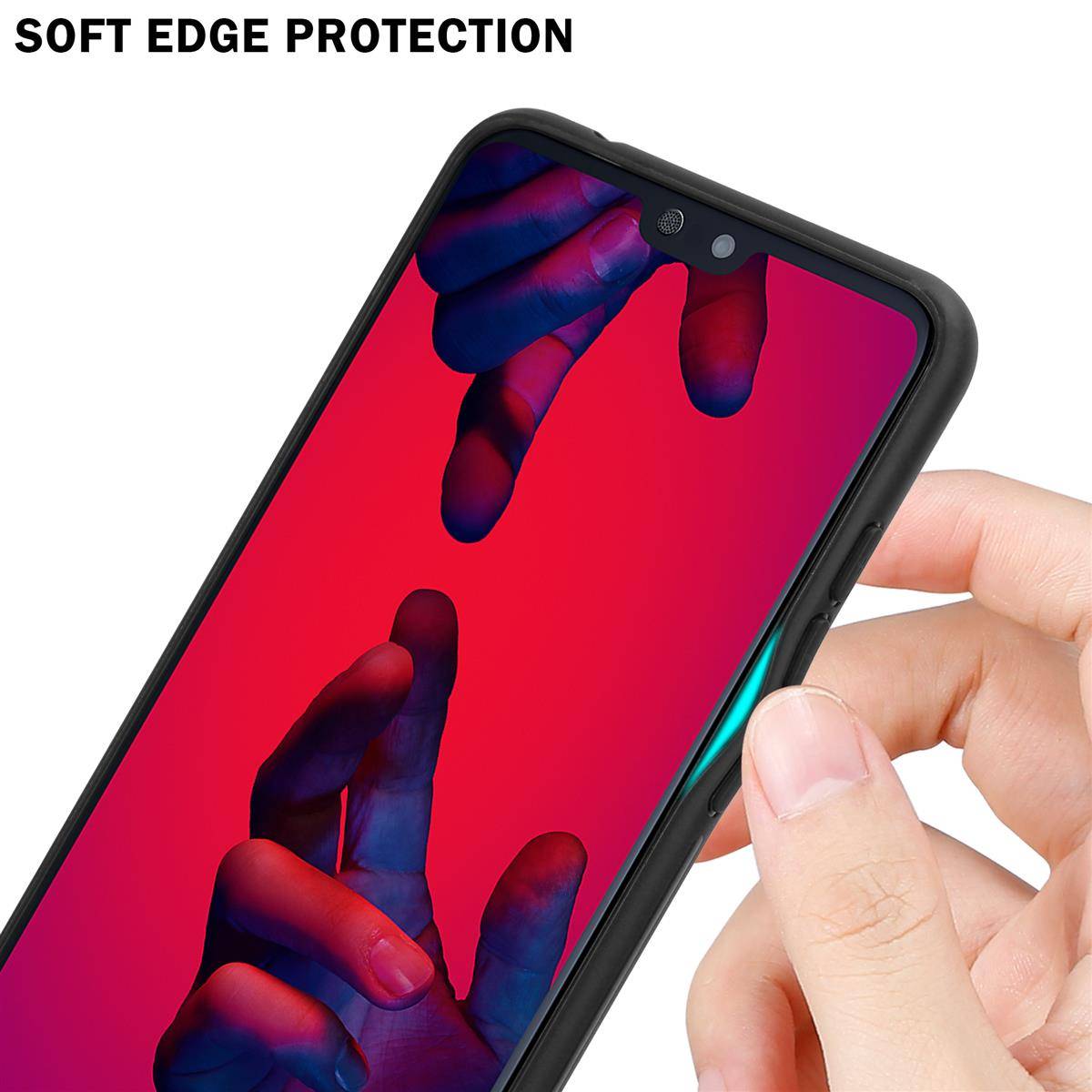 Cadorabo Hülle für Huawei P20 PRO / P20 PLUS Schutz Hülle in Schwarz Handyhülle TPU Etui Cover Case Tempered Glas