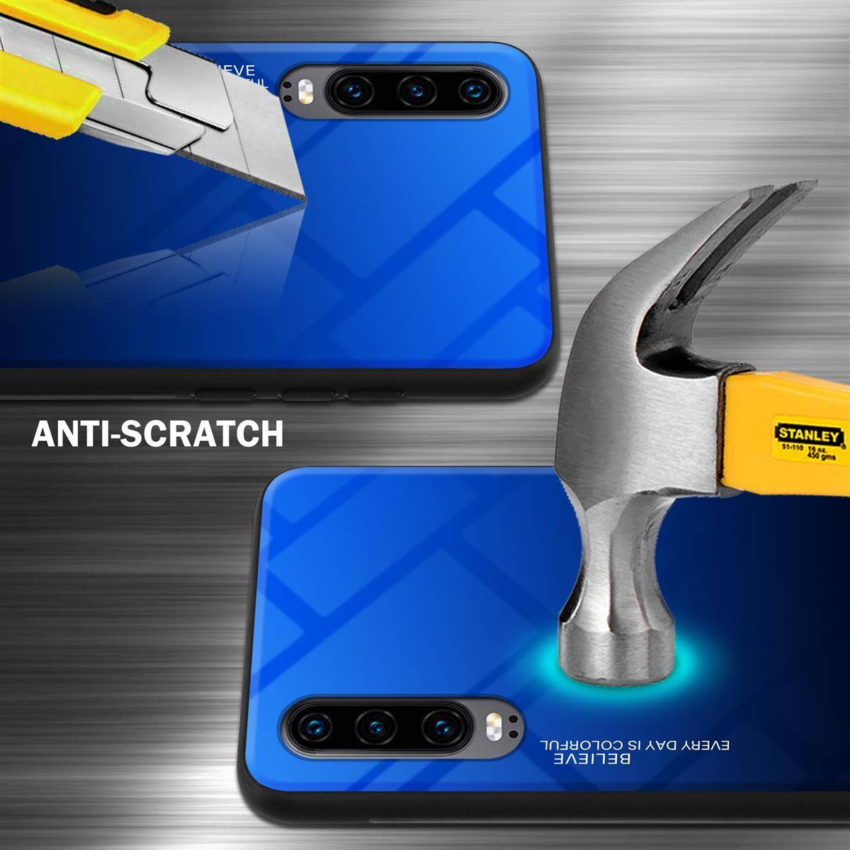 Cadorabo Hülle für Huawei P30 Schutz Hülle in Schwarz Handyhülle TPU Etui Cover Case Tempered Glas