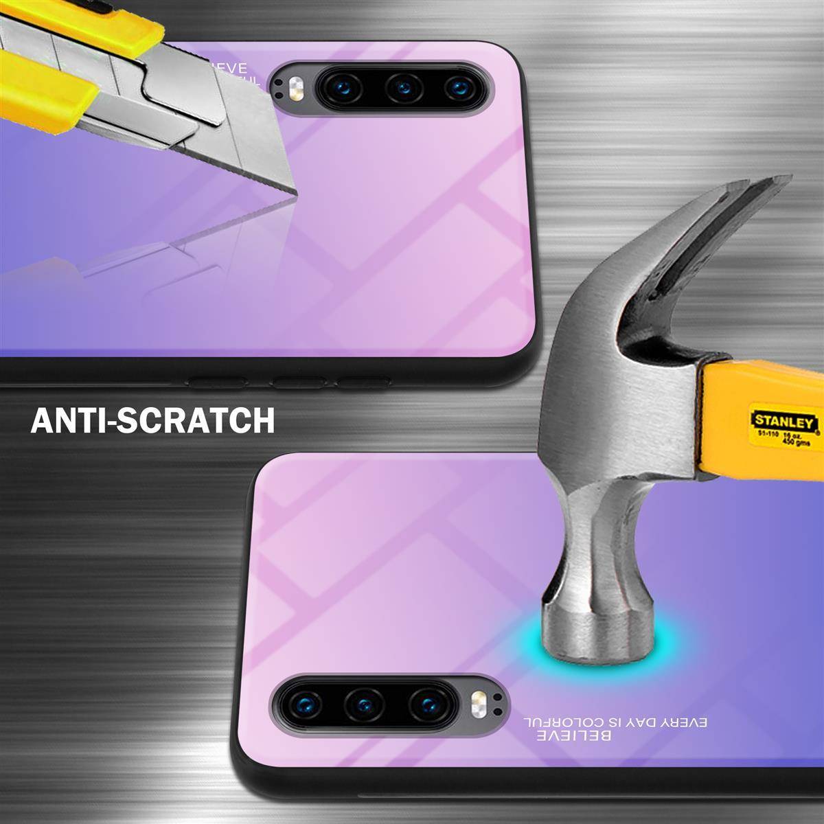 Cadorabo Hülle für Huawei P30 Schutz Hülle in Schwarz Handyhülle TPU Etui Cover Case Tempered Glas