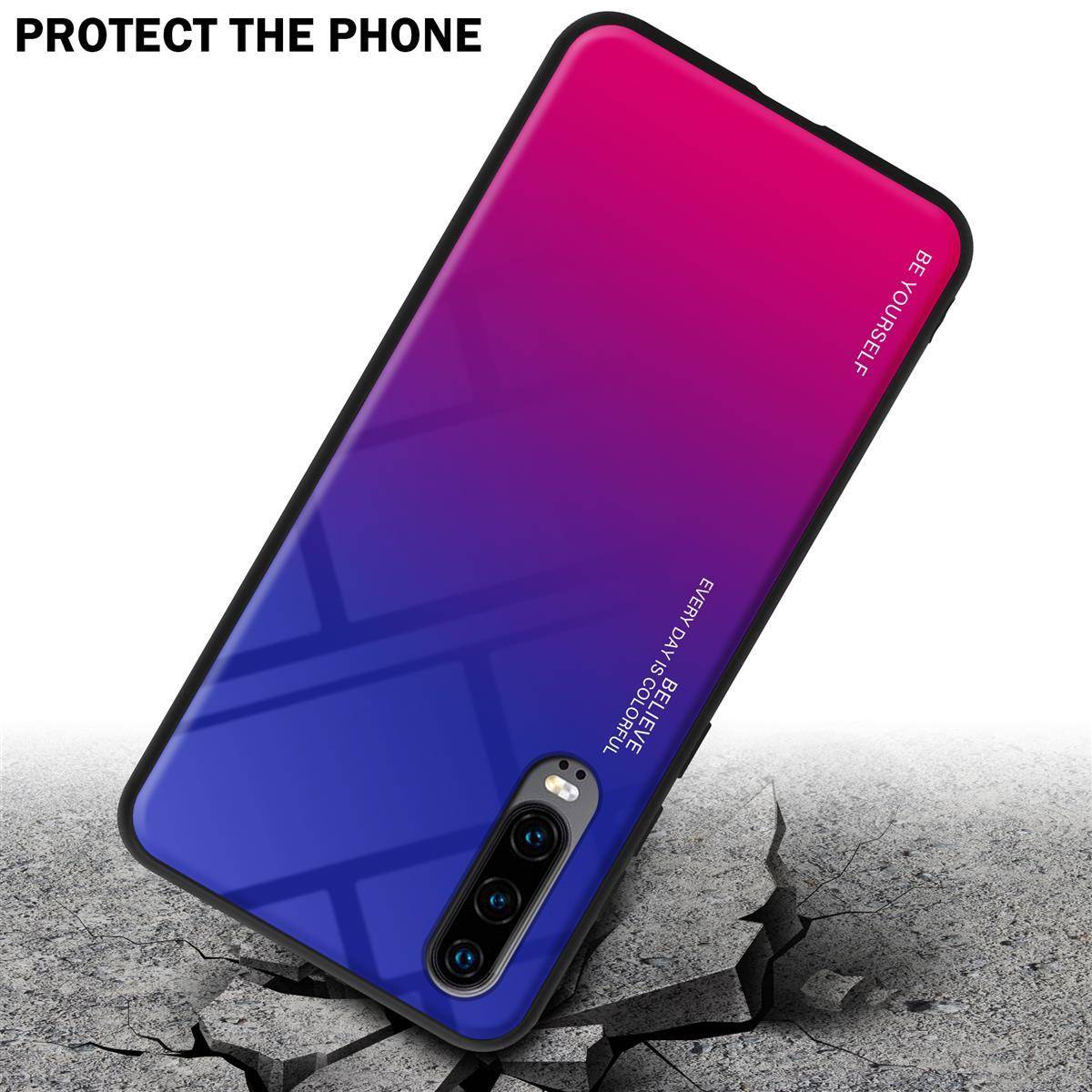 Cadorabo Hülle für Huawei P30 Schutz Hülle in Schwarz Handyhülle TPU Etui Cover Case Tempered Glas