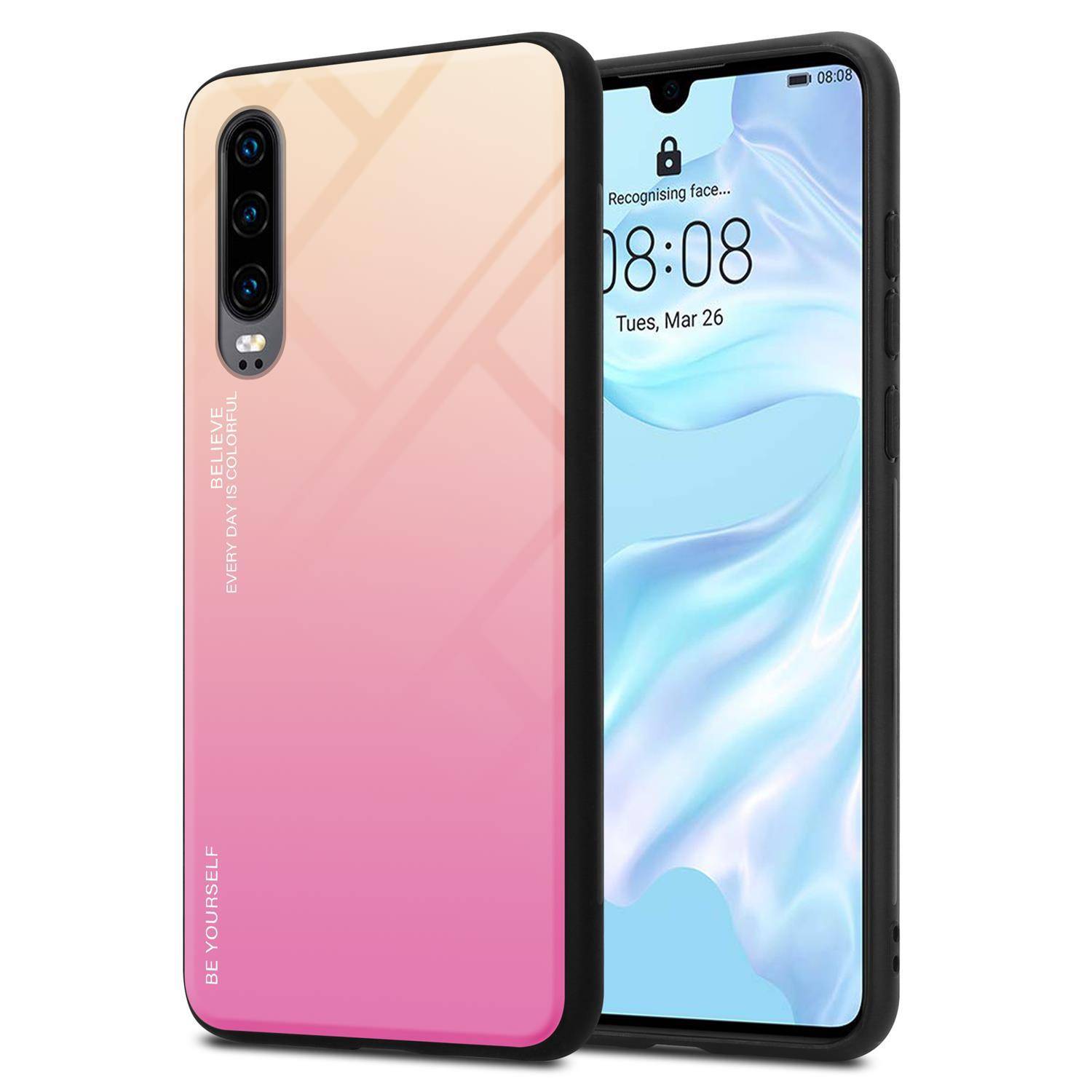 Cadorabo Hülle für Huawei P30 Schutz Hülle in Schwarz Handyhülle TPU Etui Cover Case Tempered Glas