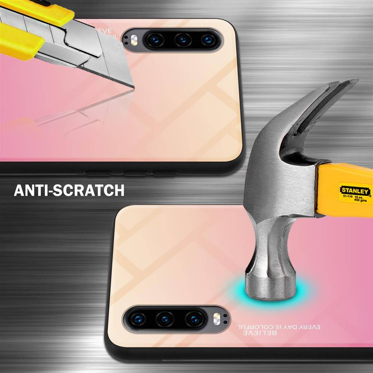 Cadorabo Hülle für Huawei P30 Schutz Hülle in Schwarz Handyhülle TPU Etui Cover Case Tempered Glas