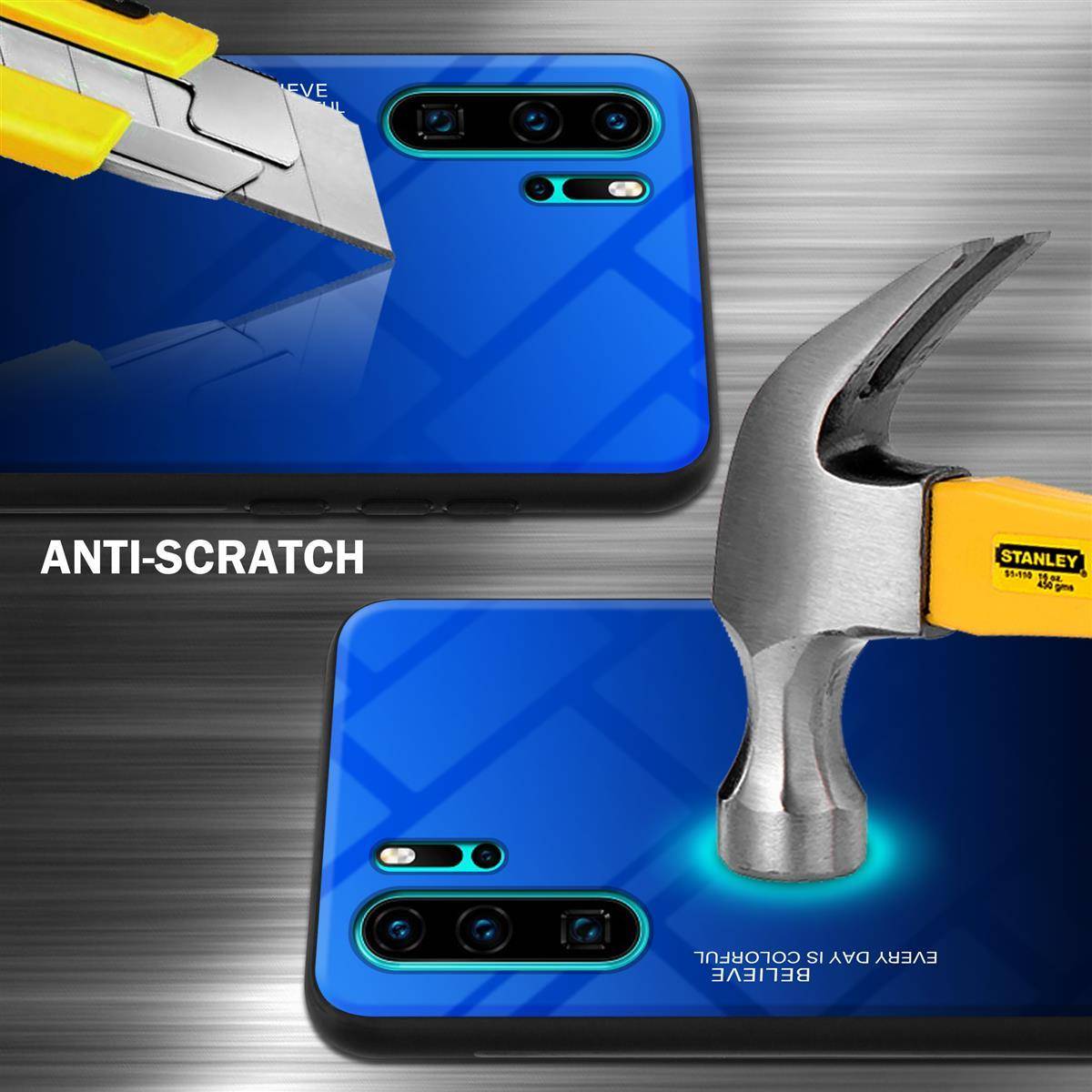 Cadorabo Hülle für Huawei P30 PRO Schutz Hülle in Schwarz Handyhülle TPU Etui Cover Case Tempered Glas