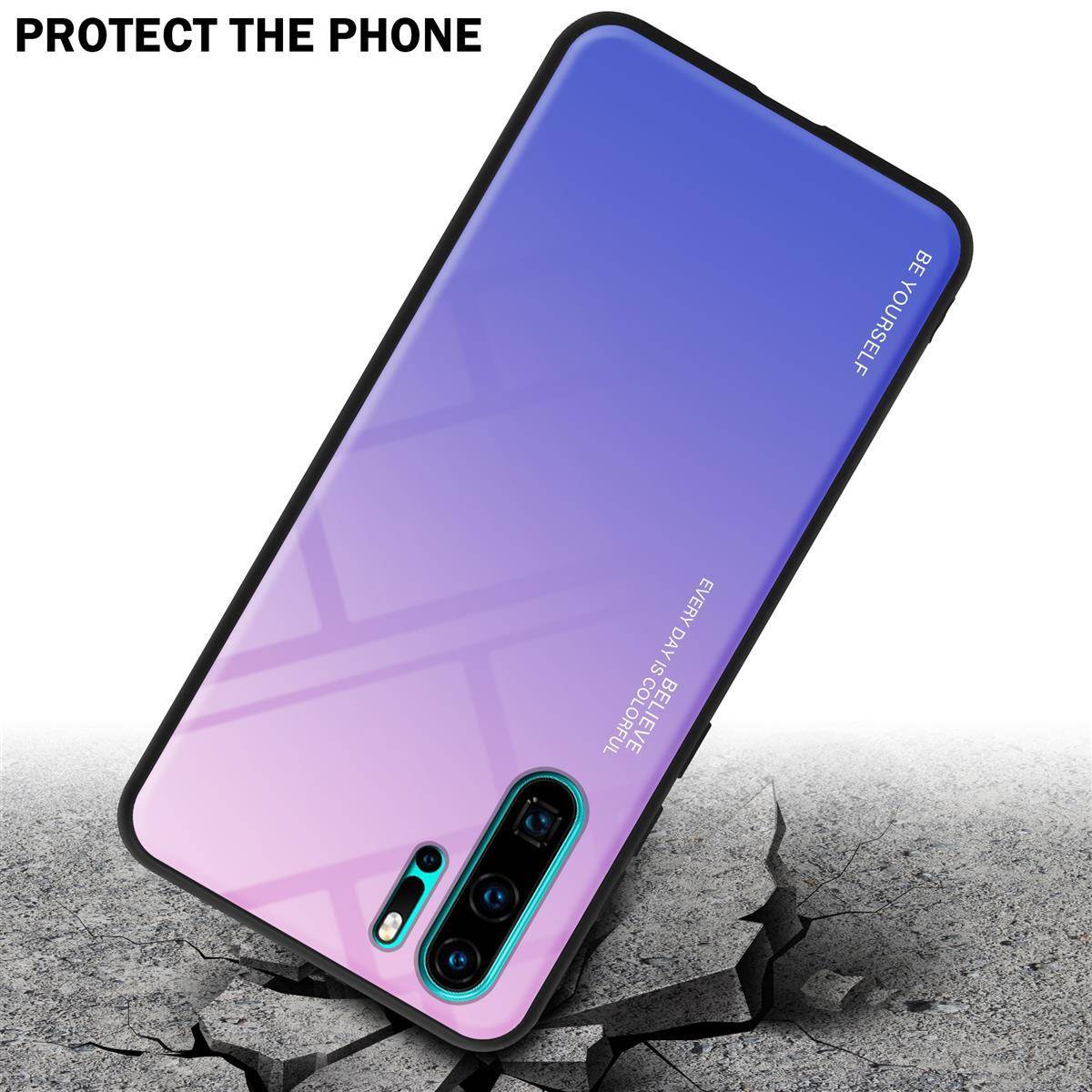 Cadorabo Hülle für Huawei P30 PRO Schutz Hülle in Schwarz Handyhülle TPU Etui Cover Case Tempered Glas